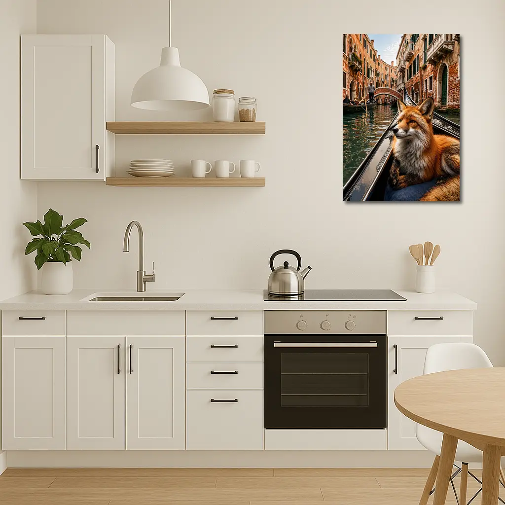 Red Fox Relaxing on Venice Gondola Canal – Wall Art