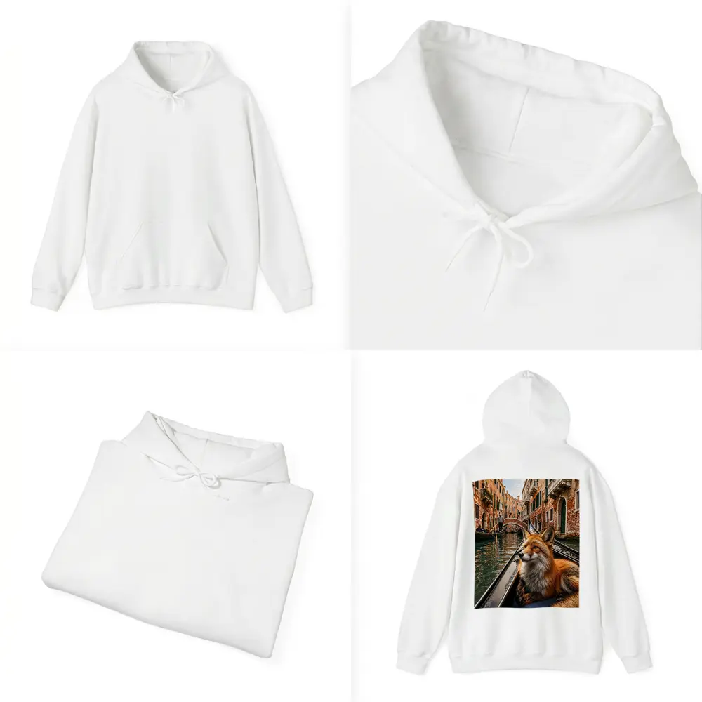 Red Fox Relaxing on Venice Gondola Canal – Hoodies