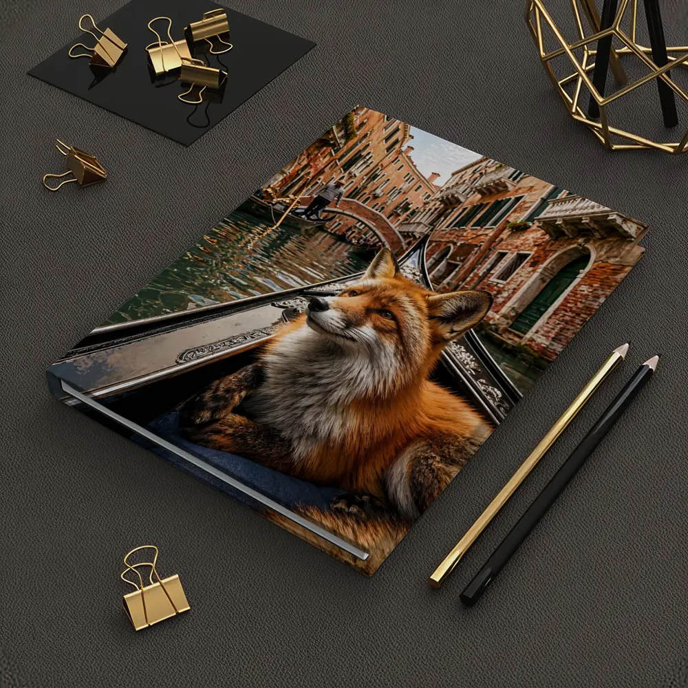 Red Fox Relaxing on Venice Gondola Canal – Notebooks