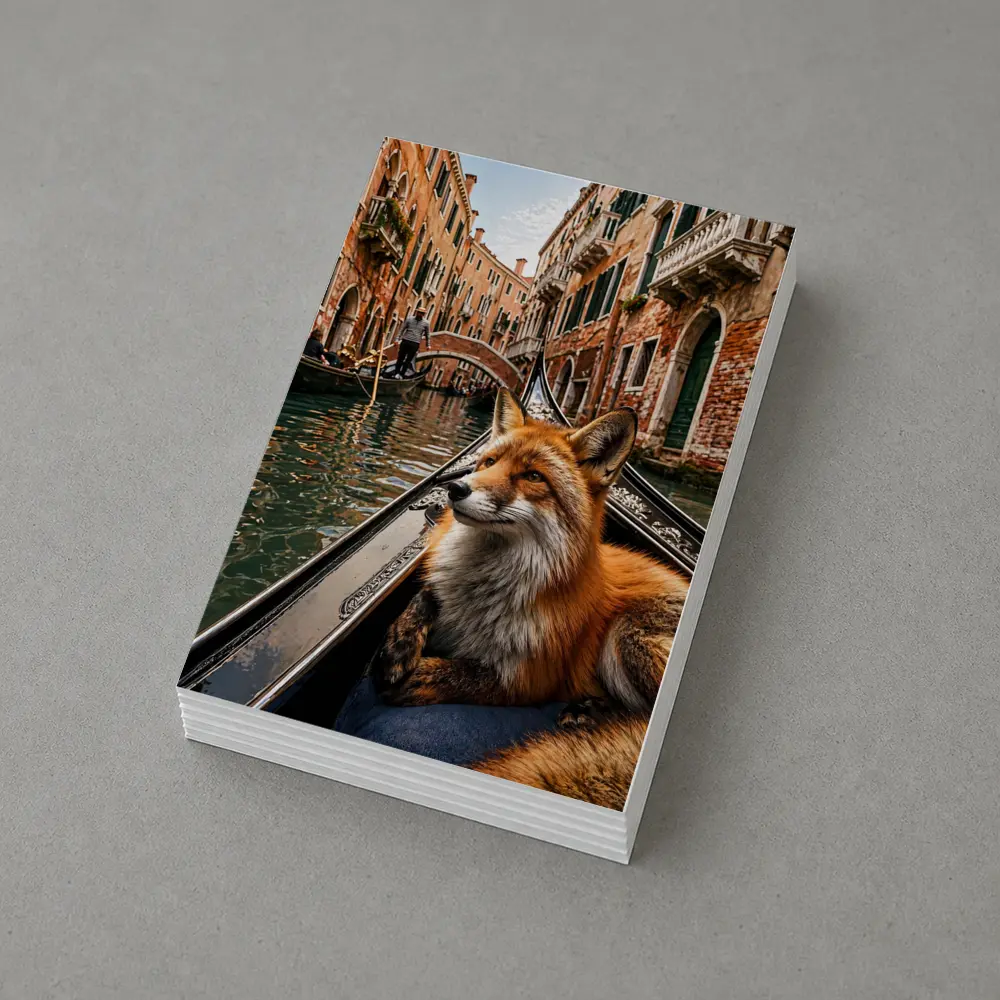 Red Fox Relaxing on Venice Gondola Canal – Postcards