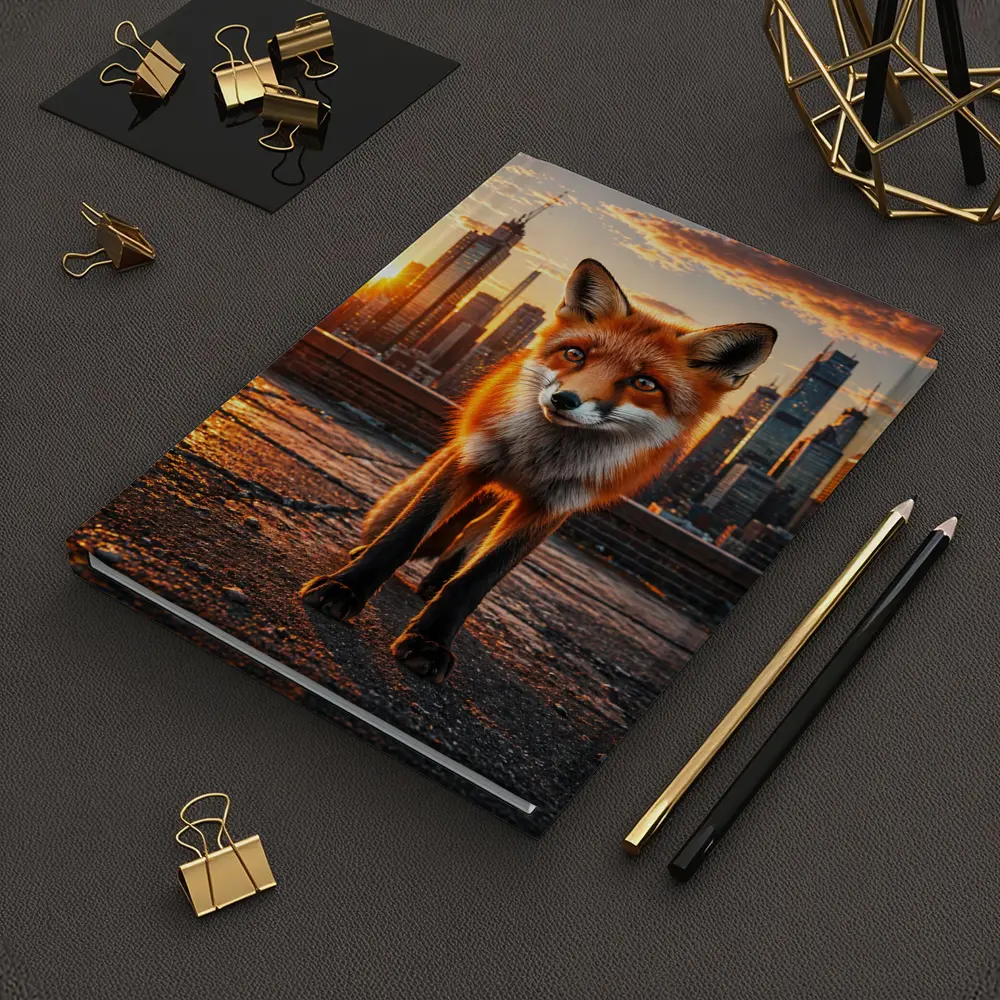 Red Fox Standing On City Rooftop Sunset – Notebooks