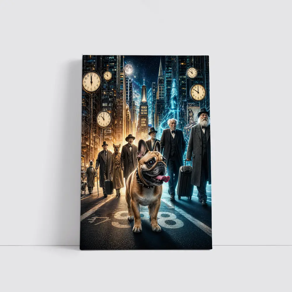French Bulldog Night City Street Surreal – Wall Art