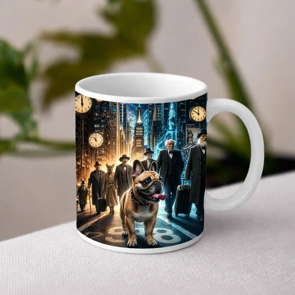 French Bulldog Night City Street Surreal – Mugs