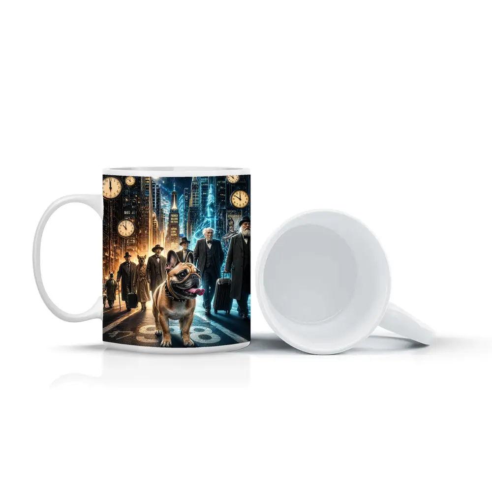 French Bulldog Night City Street Surreal – Mugs