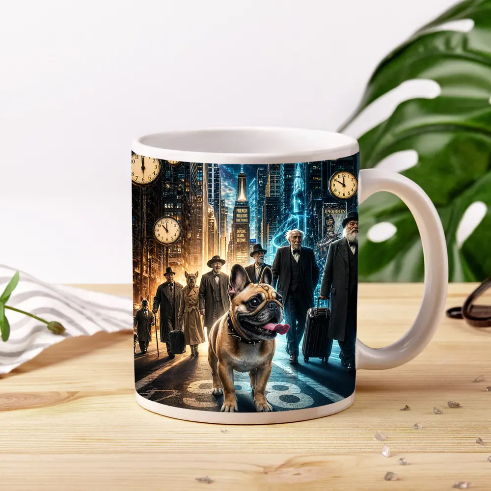 French Bulldog Night City Street Surreal – Mugs