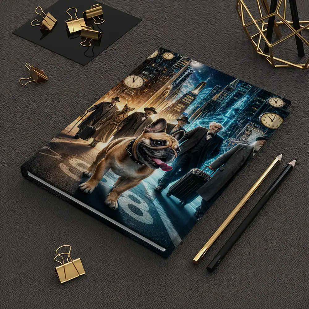French Bulldog Night City Street Surreal – Notebooks