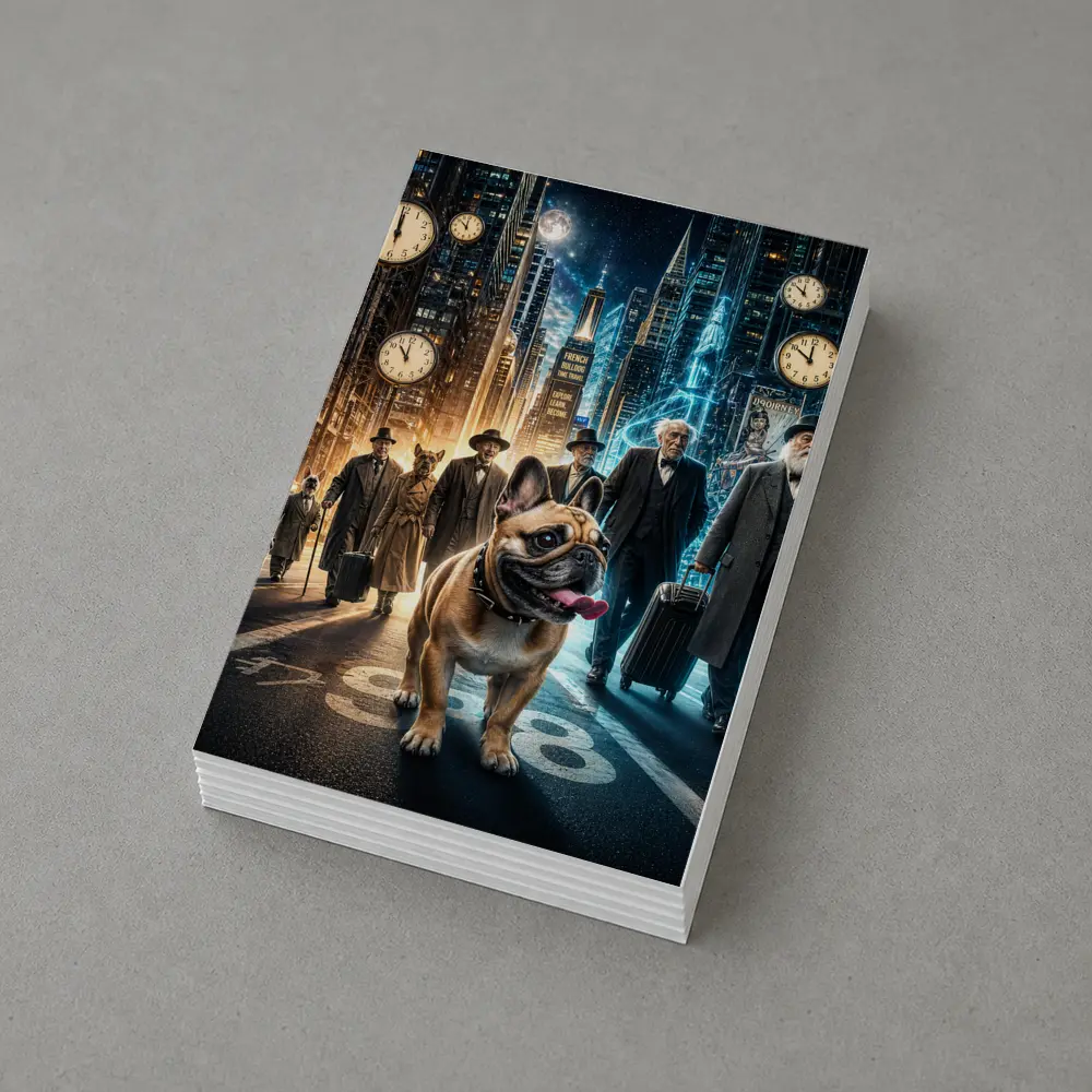 French Bulldog Night City Street Surreal – Postcards