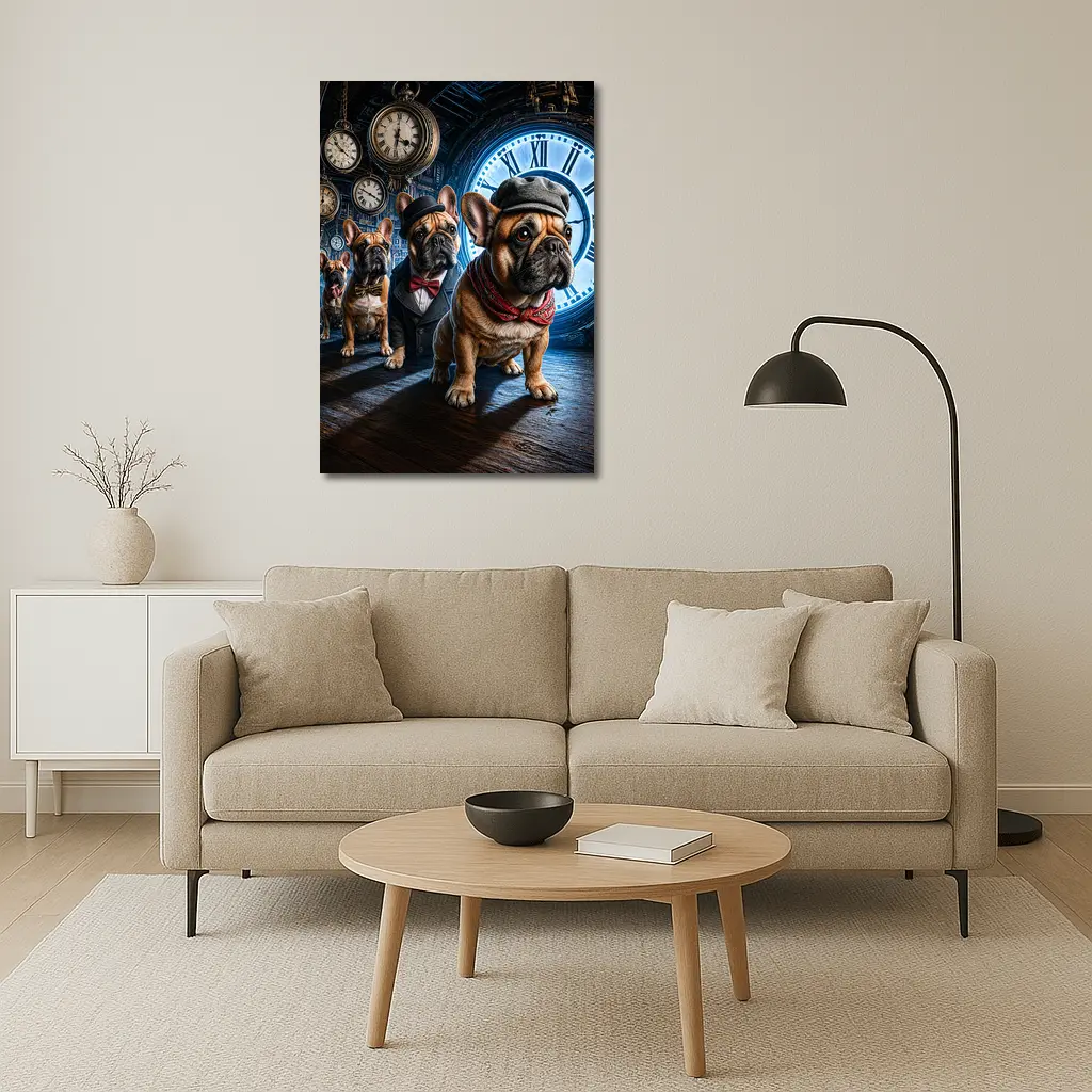 French Bulldogs Dressed Up Clock Room – Wall Art