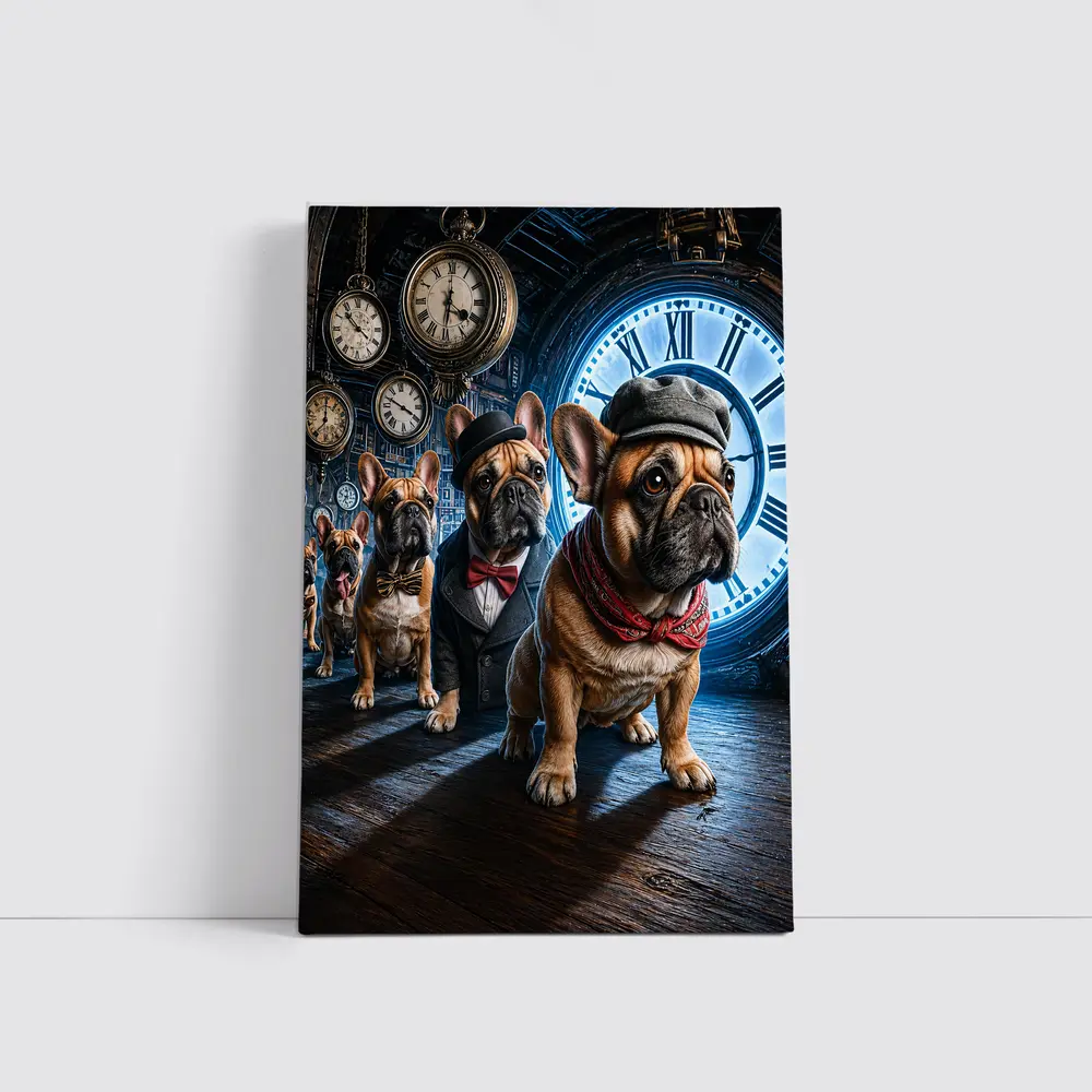 French Bulldogs Dressed Up Clock Room – Wall Art