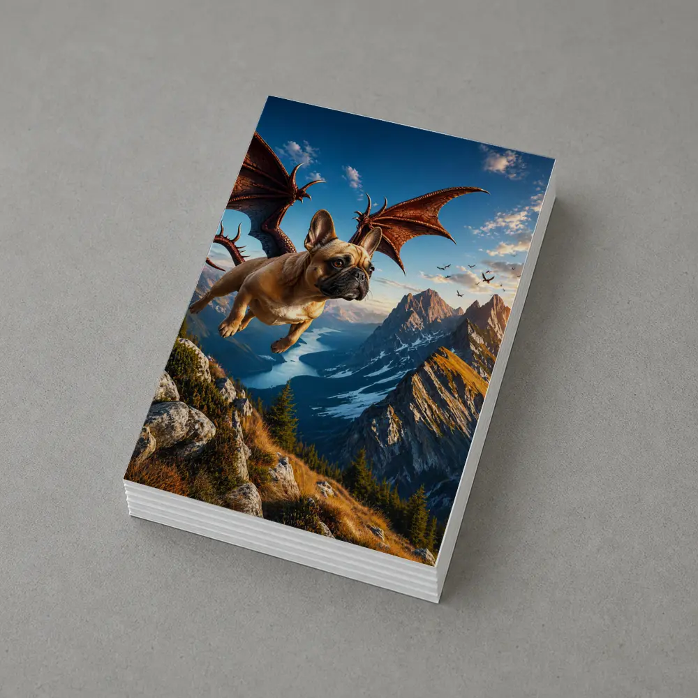 French Bulldog Dragon Flying Over Mountain Peaks – Postcards