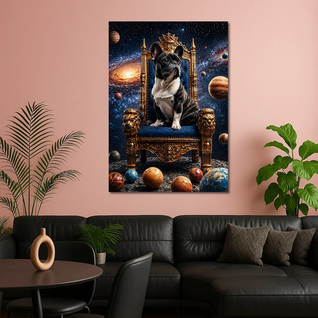 French Bulldog King Throne Galaxy Space – Wall Art