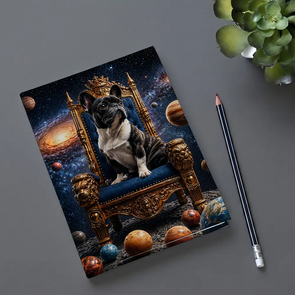 French Bulldog King Throne Galaxy Space – Notebooks