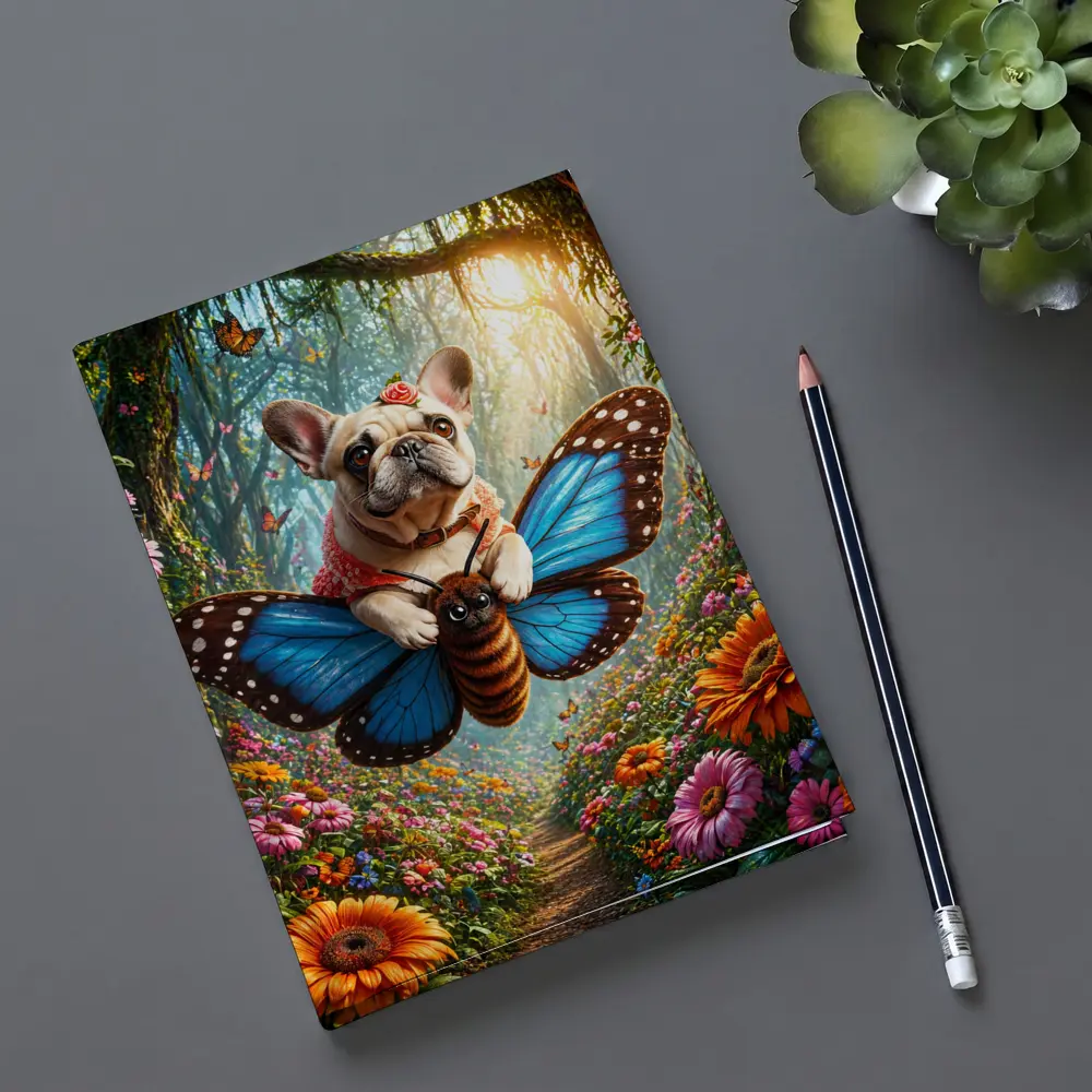 French Bulldog Flying Butterfly Magical Forest – Notebooks