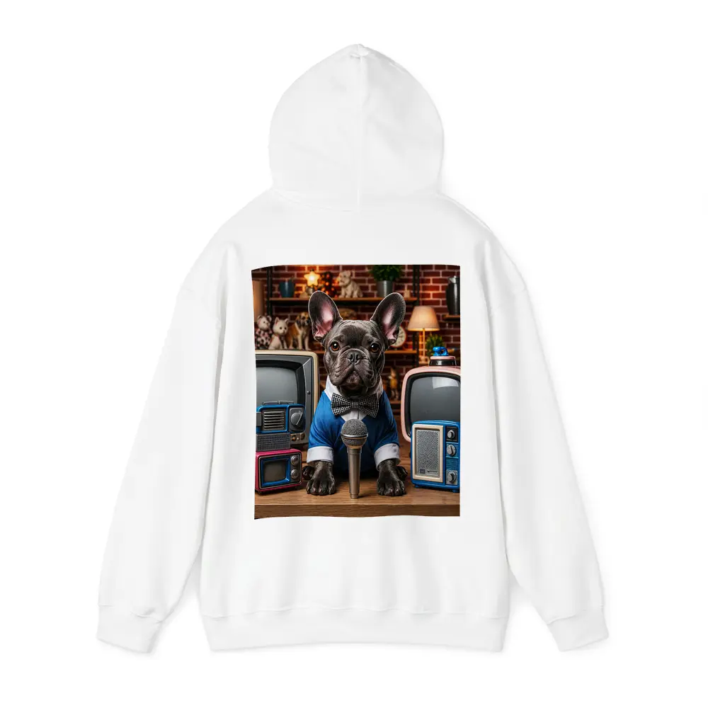 French Bulldog News Anchor Vintage TVs Studio – Hoodies