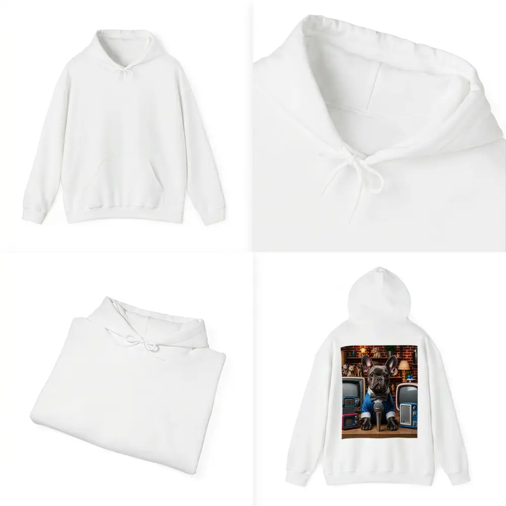French Bulldog News Anchor Vintage TVs Studio – Hoodies
