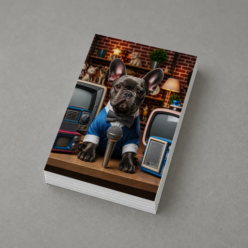 French Bulldog News Anchor Vintage TVs Studio – Postcards
