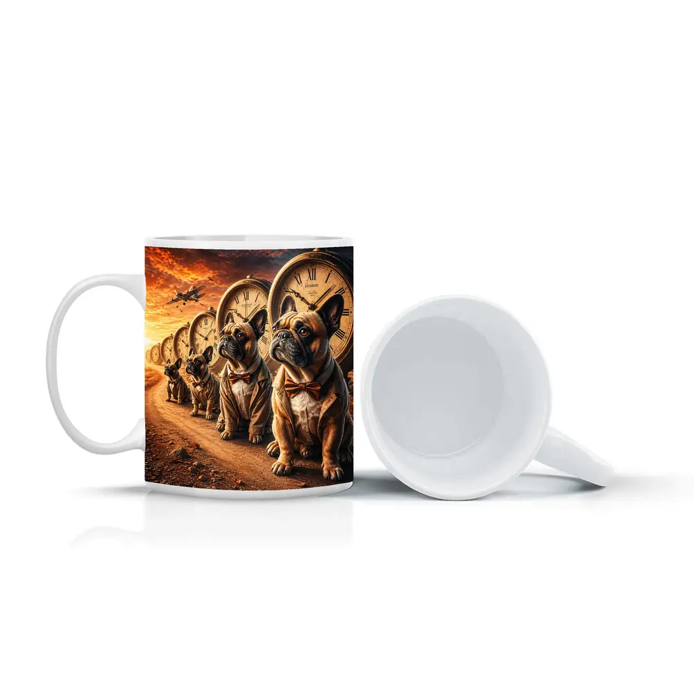 French Bulldogs With Clocks Sunset Sky – Mugs