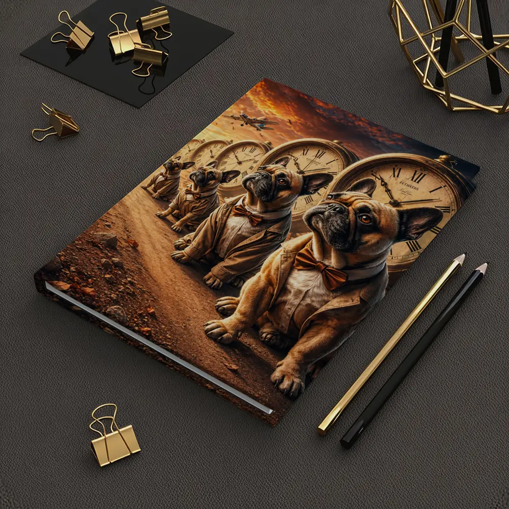 French Bulldogs With Clocks Sunset Sky – Notebooks