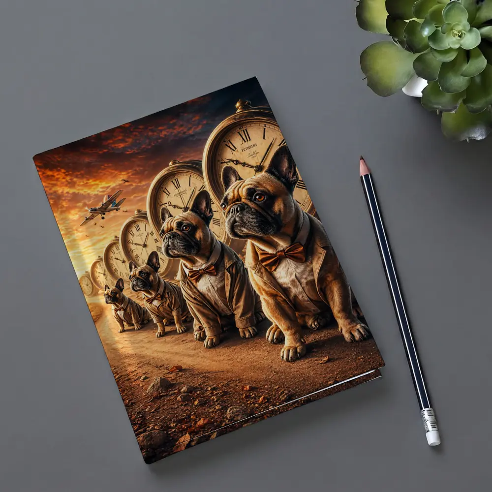 French Bulldogs With Clocks Sunset Sky – Notebooks