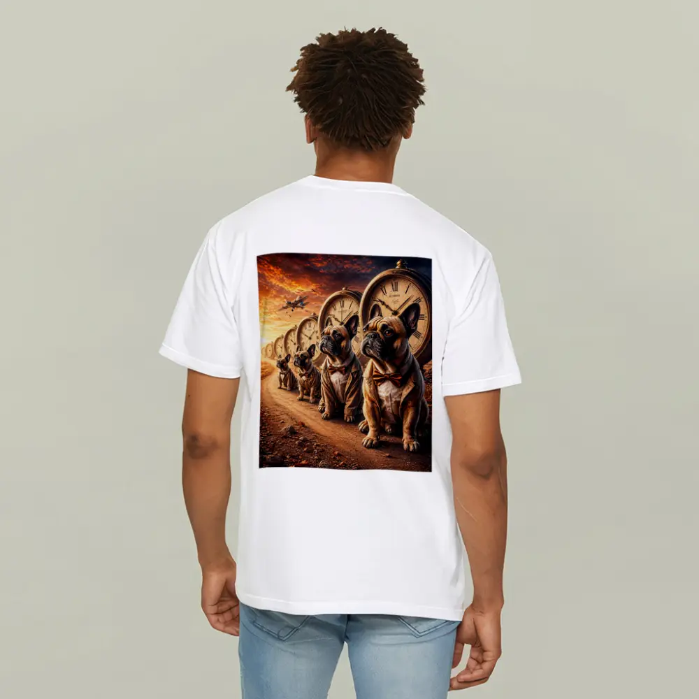 French Bulldogs With Clocks Sunset Sky – T-Shirts