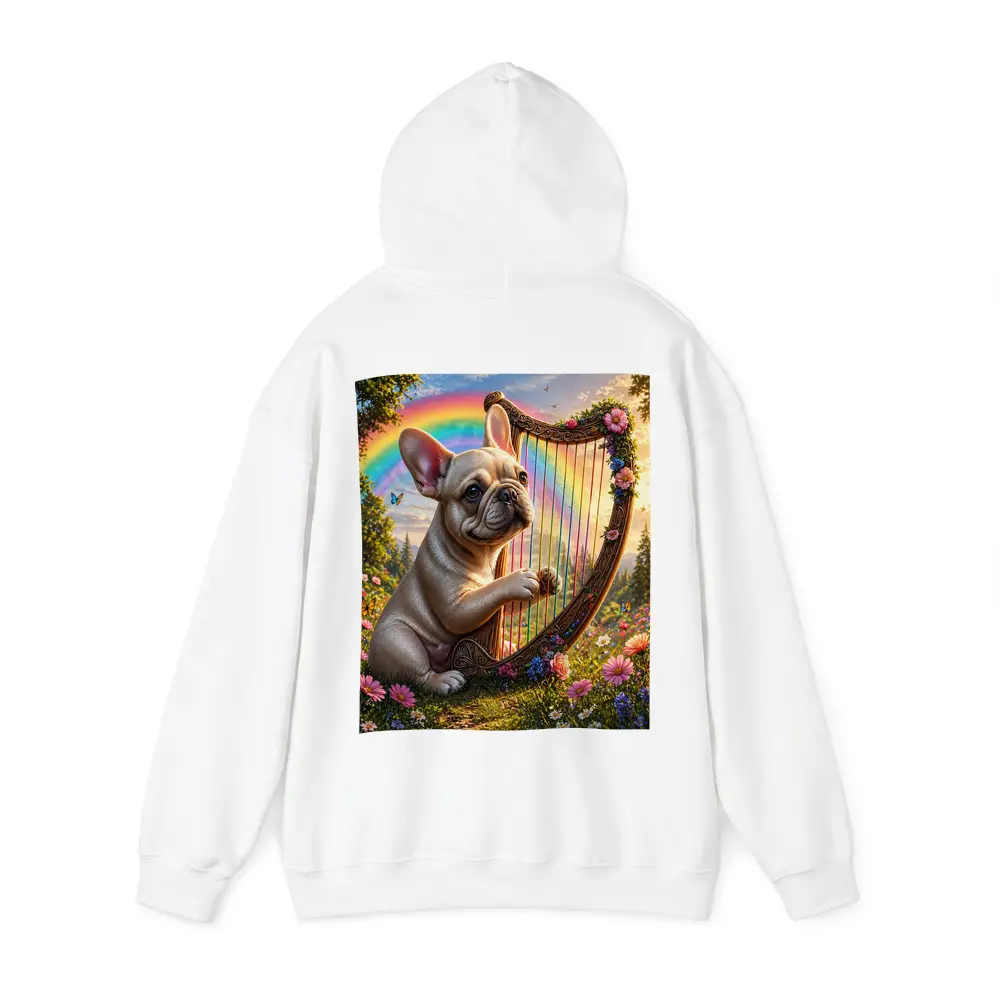 French Bulldog Playing Harp Rainbow Garden – Hoodies