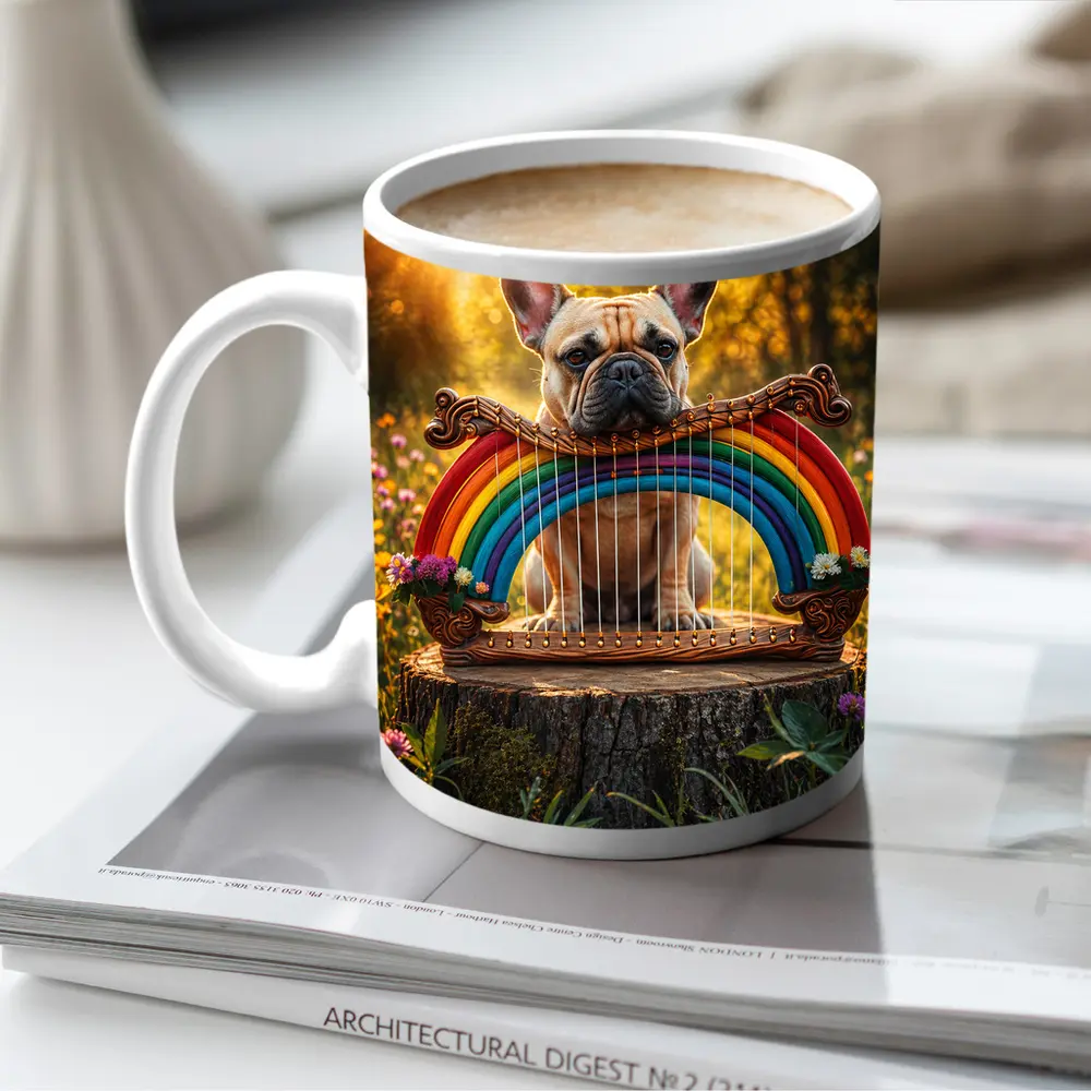 French Bulldog Rainbow Harp Sunny Meadow – Mugs
