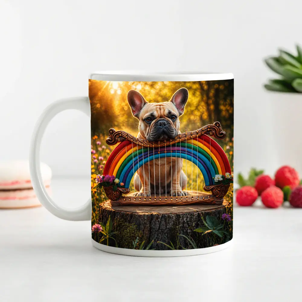 French Bulldog Rainbow Harp Sunny Meadow – Mugs