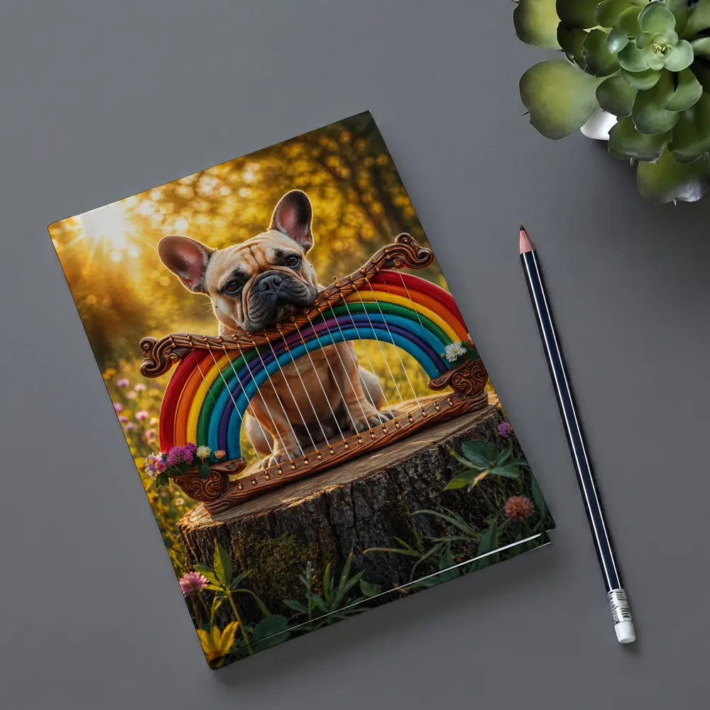 French Bulldog Rainbow Harp Sunny Meadow – Notebooks