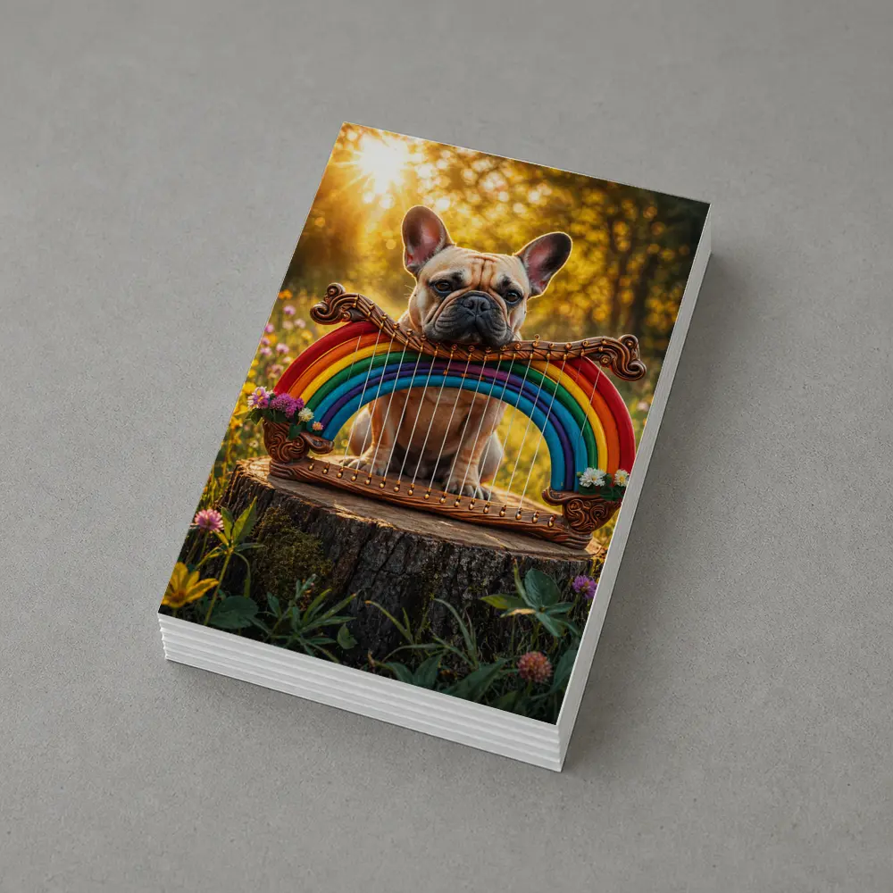 French Bulldog Rainbow Harp Sunny Meadow – Postcards