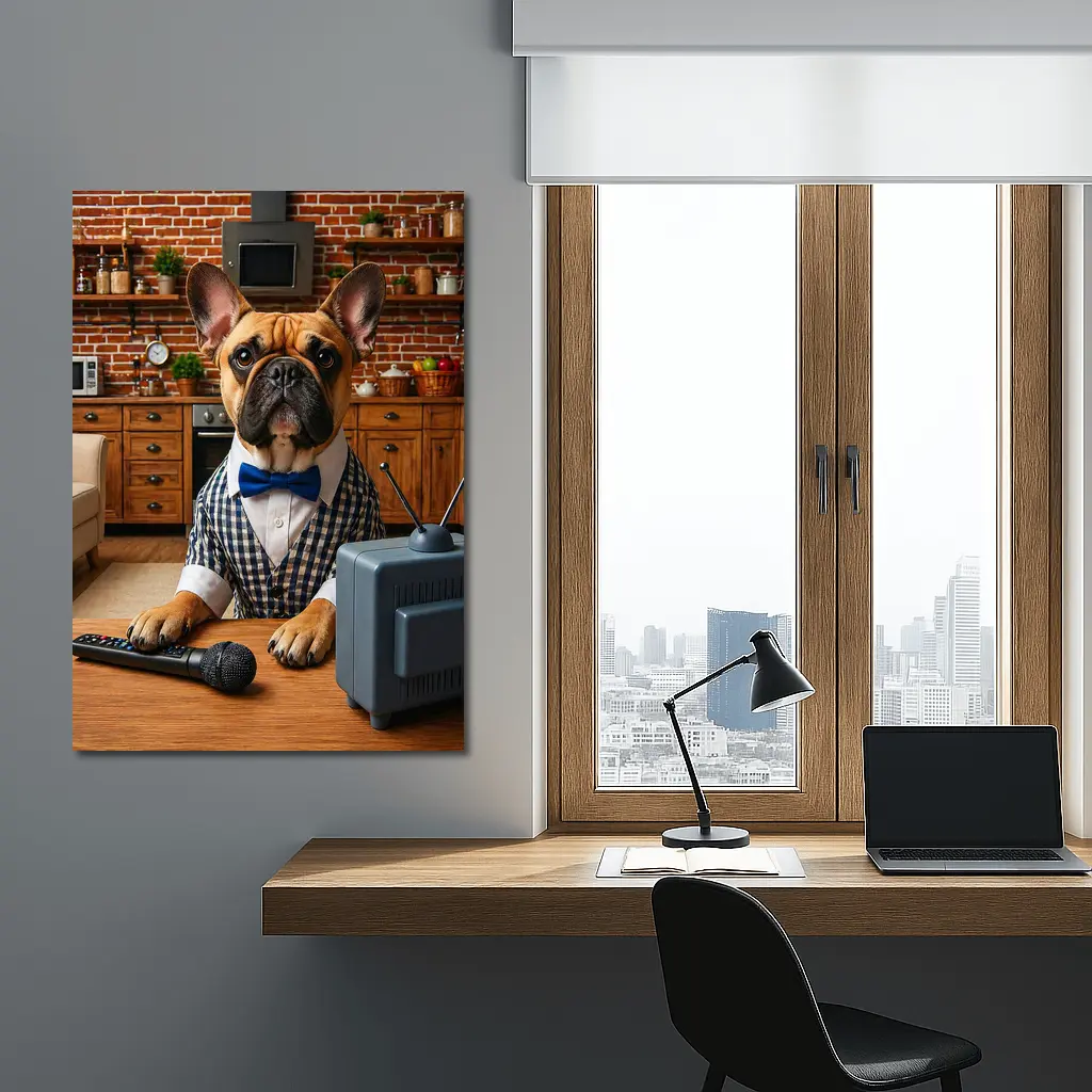 French Bulldog News Anchor Kitchen Studio – Wall Art