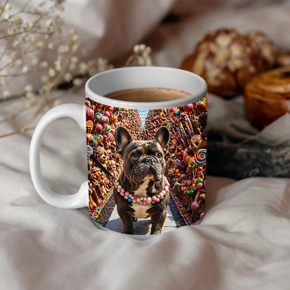French Bulldog In Colorful Candy Street – Mugs