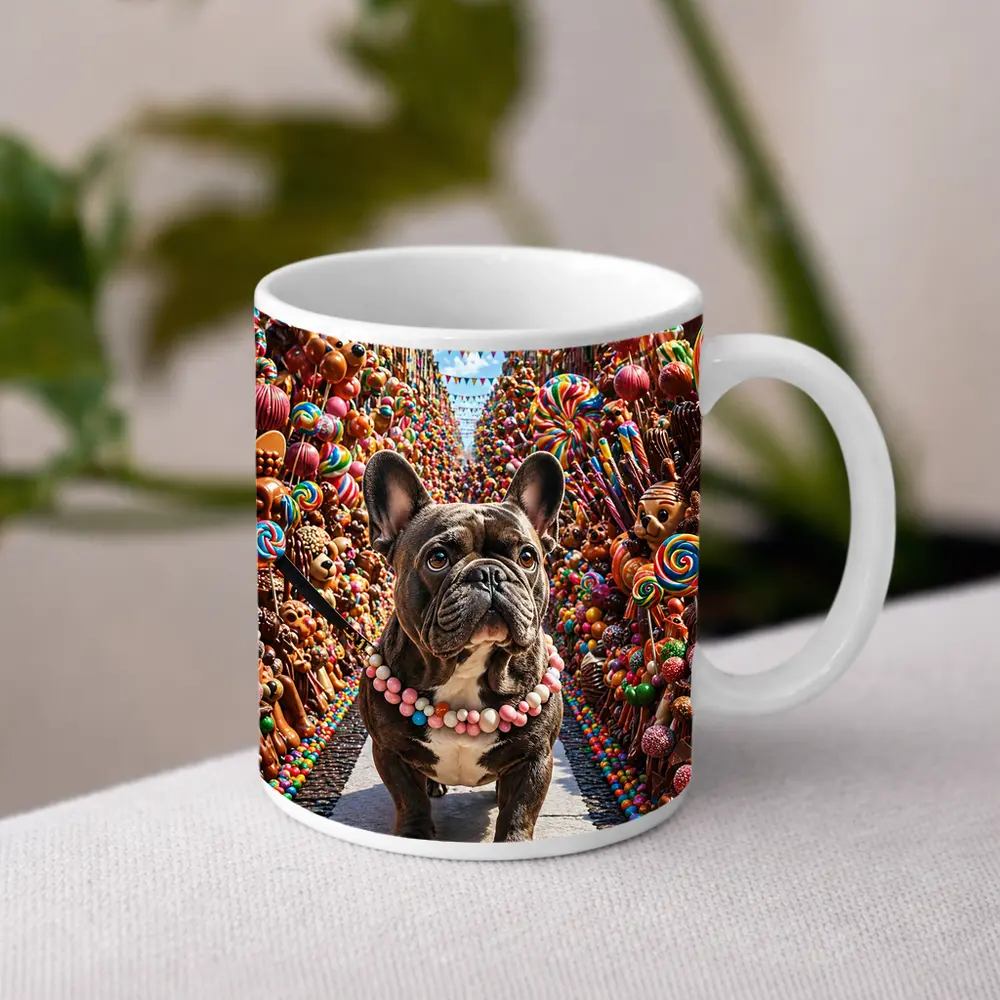 French Bulldog In Colorful Candy Street – Mugs