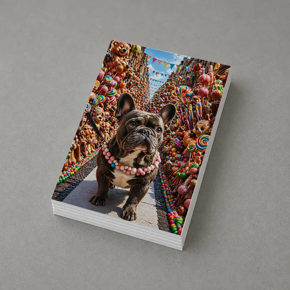 French Bulldog In Colorful Candy Street – Postcards