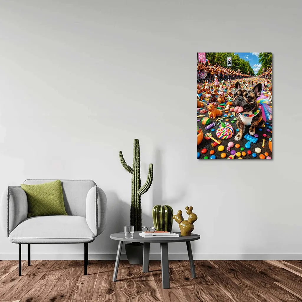 French Bulldog at Colorful Candy Parade – Wall Art