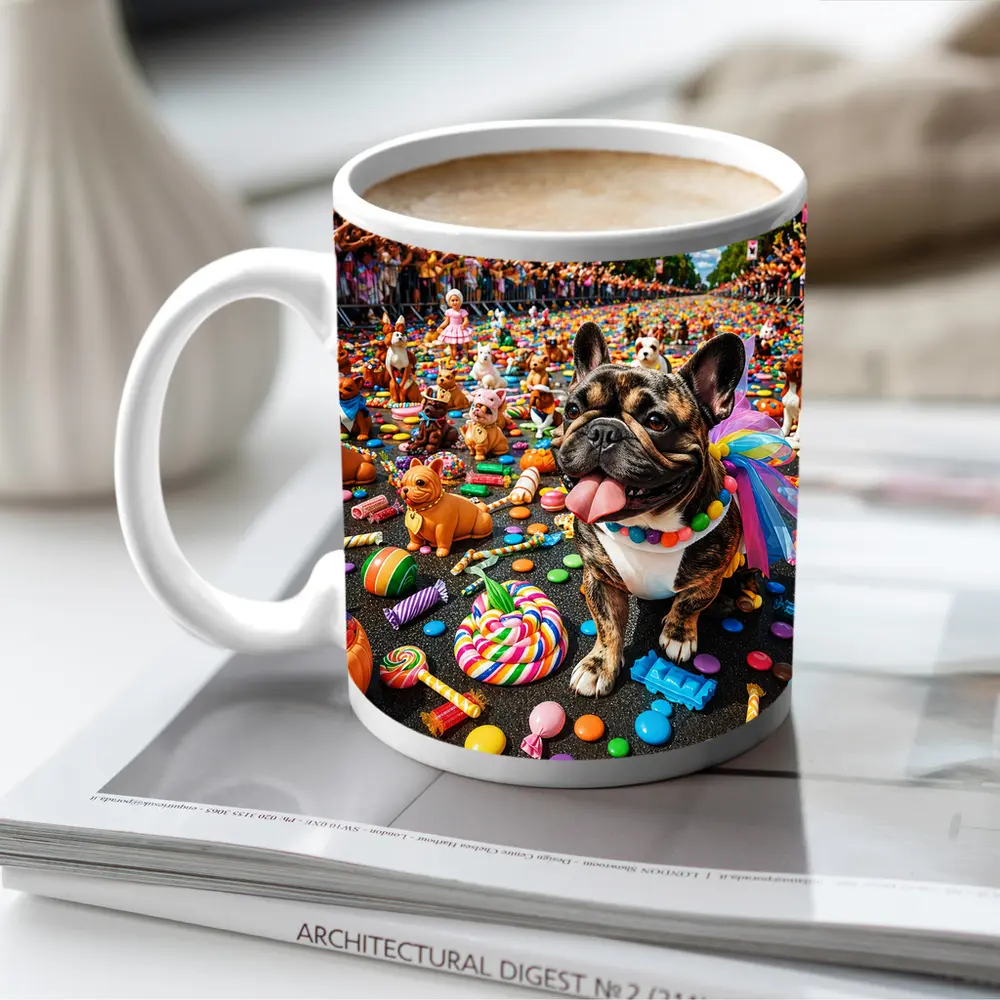 French Bulldog at Colorful Candy Parade – Mugs