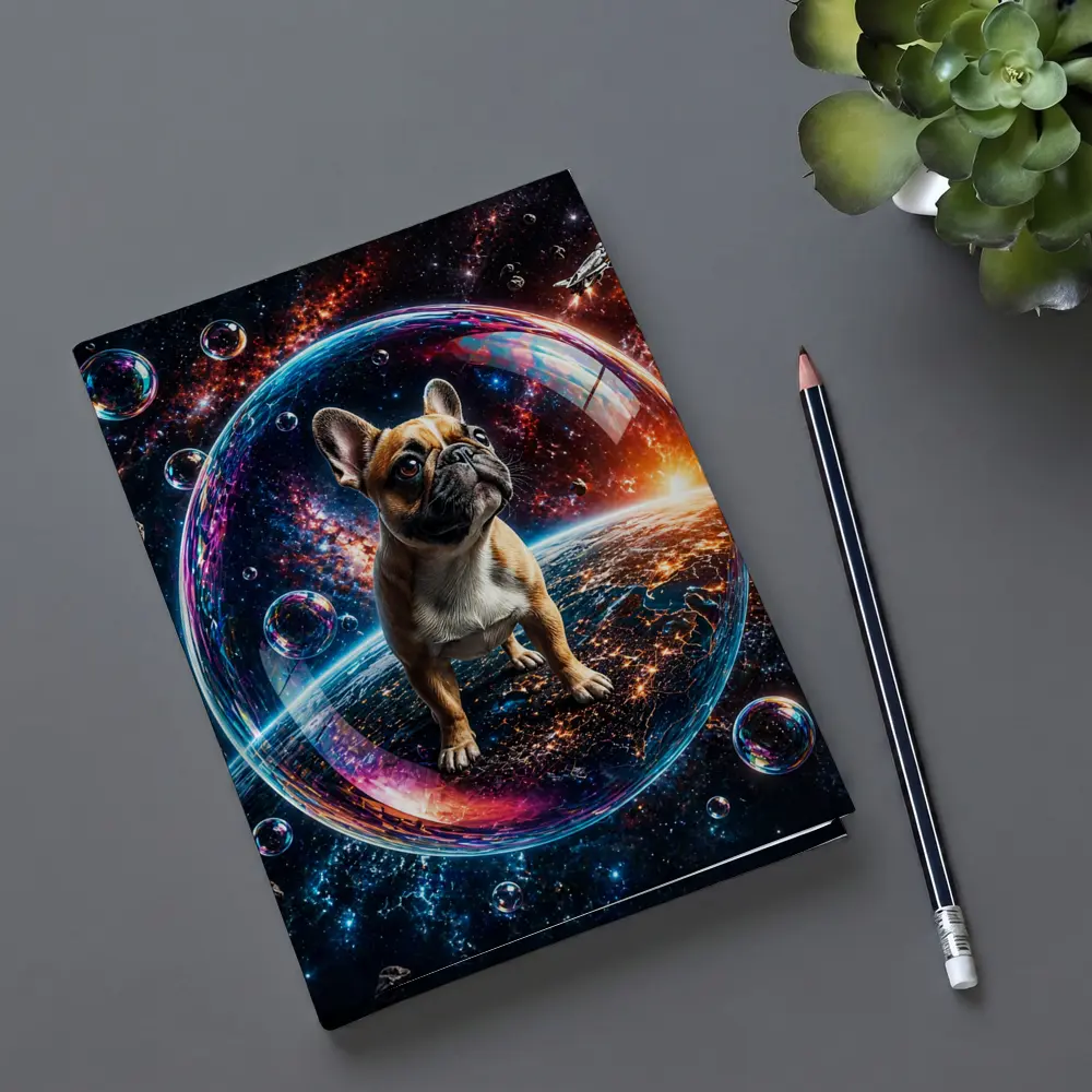 French Bulldog Floating in Space Bubble – Notebooks