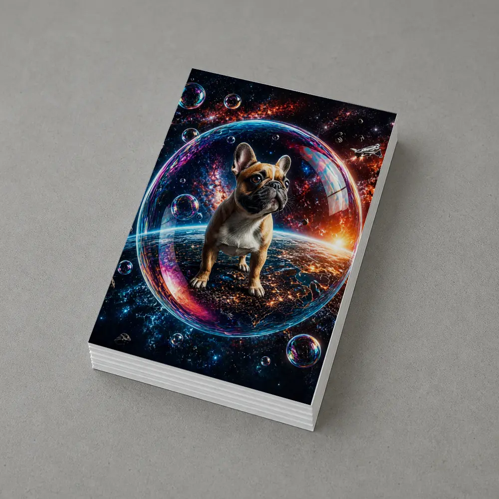 French Bulldog Floating in Space Bubble – Postcards