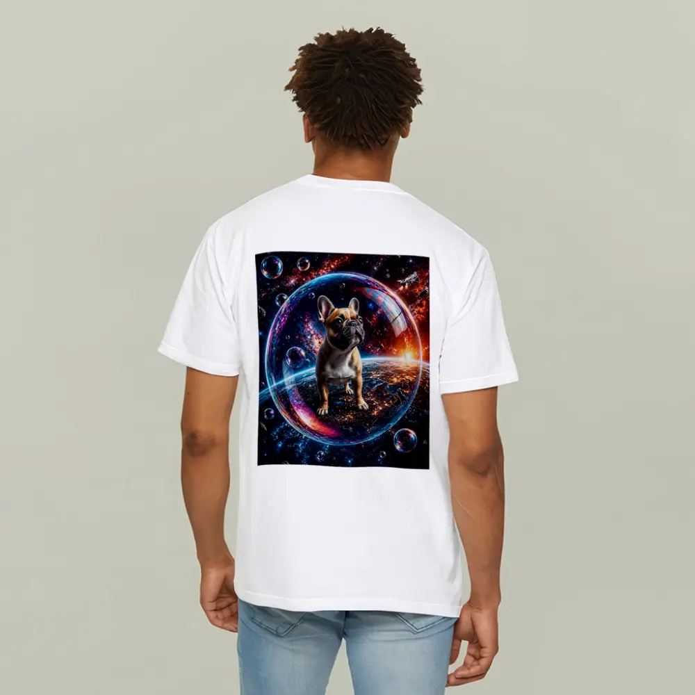 French Bulldog Floating in Space Bubble – T-Shirts