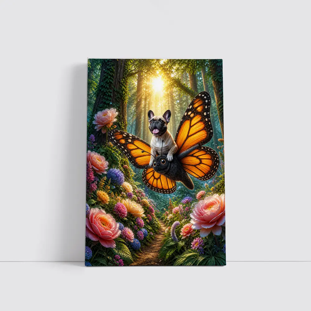 French Bulldog Butterfly Wings Magical Forest – Wall Art