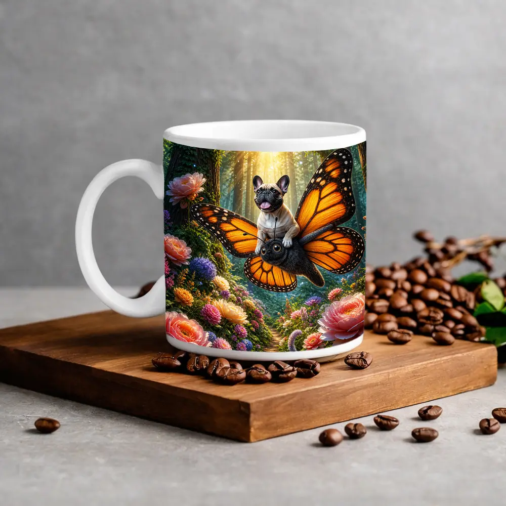 French Bulldog Butterfly Wings Magical Forest – Mugs