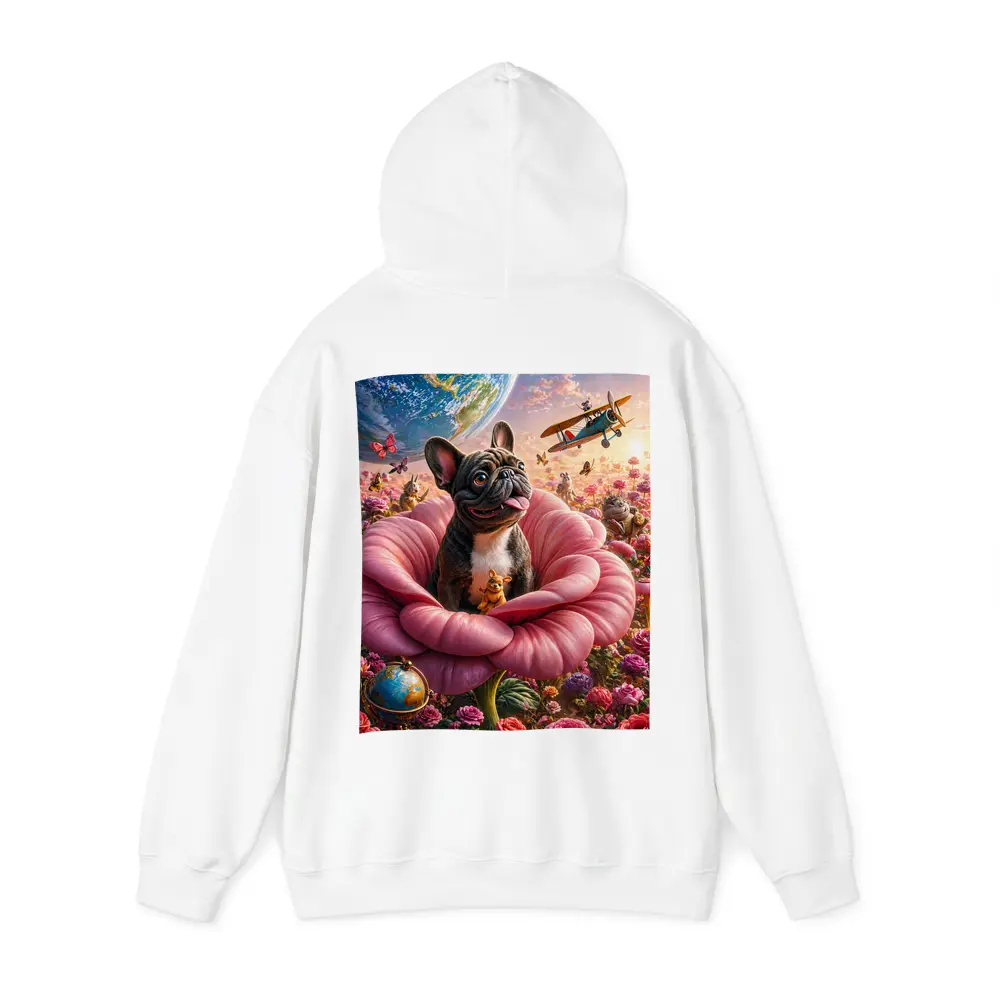 French Bulldog Sitting In Giant Pink Rose – Hoodies