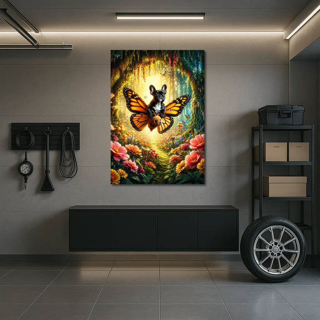 French Bulldog Butterfly Flying Magical Forest – Wall Art