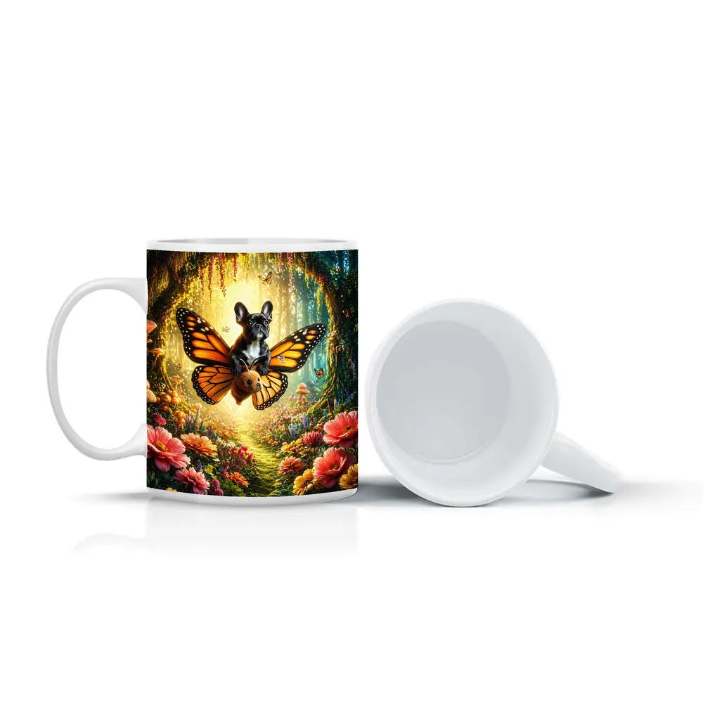 French Bulldog Butterfly Flying Magical Forest – Mugs