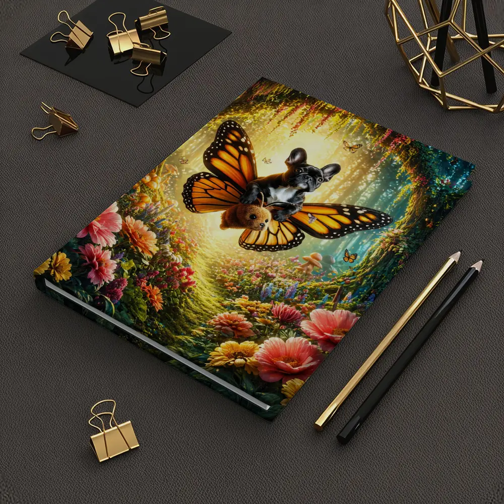 French Bulldog Butterfly Flying Magical Forest – Notebooks