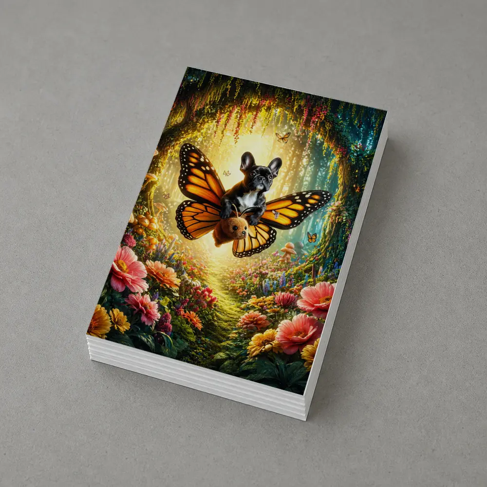 French Bulldog Butterfly Flying Magical Forest – Postcards