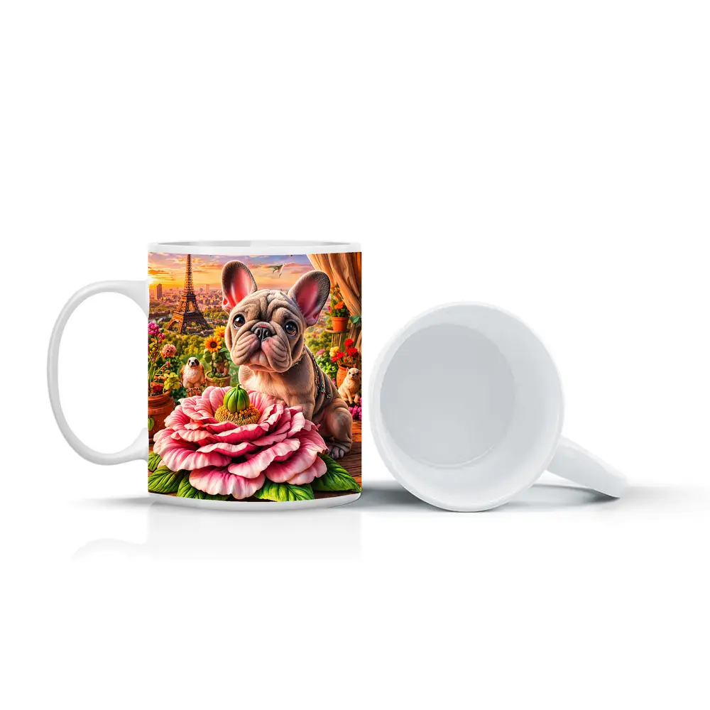 French Bulldog Giant Peony Paris Eiffel Tower – Mugs
