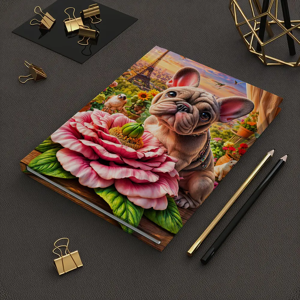 French Bulldog Giant Peony Paris Eiffel Tower – Notebooks
