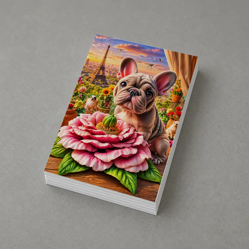 French Bulldog Giant Peony Paris Eiffel Tower – Postcards