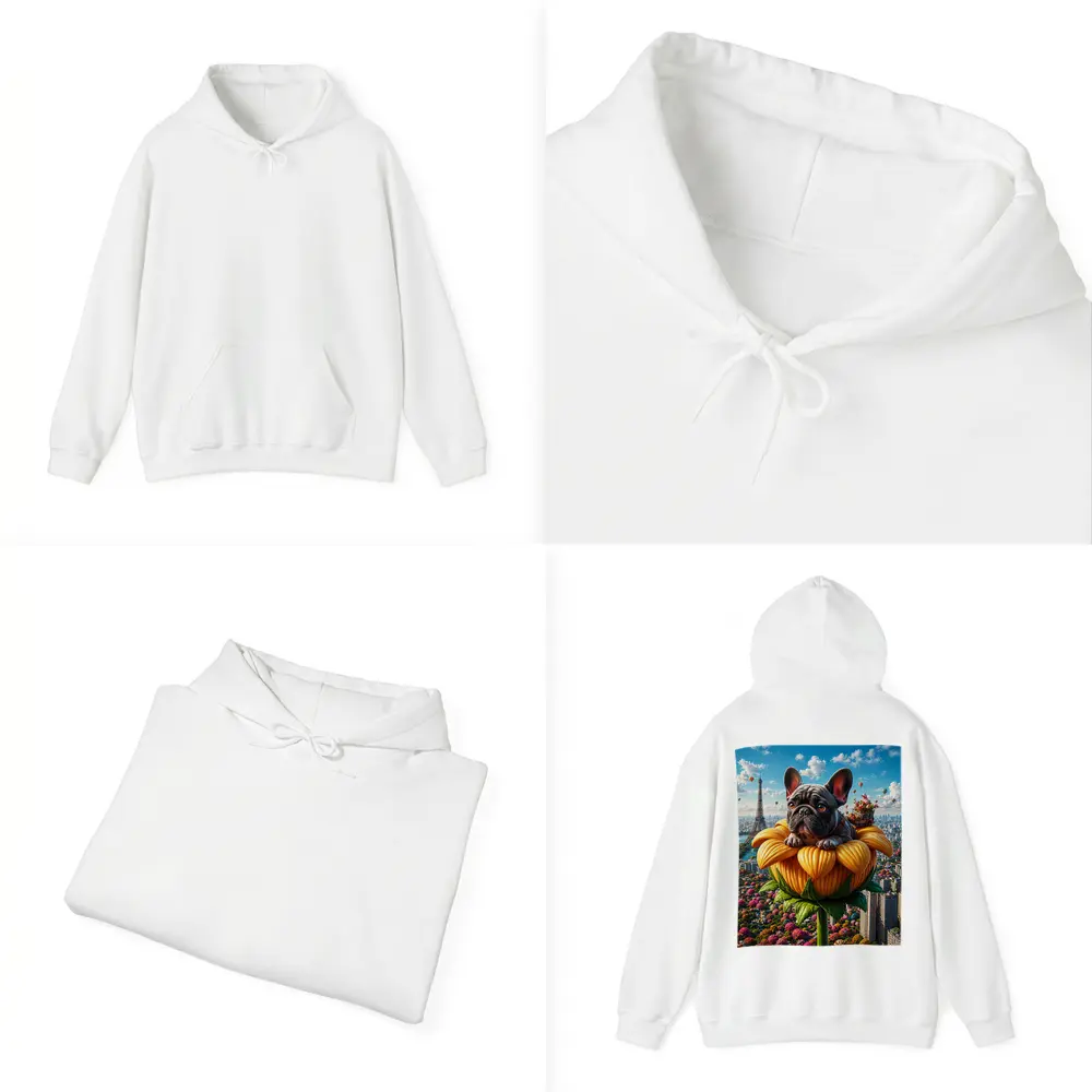 French Bulldog Sitting Giant Sunflower Paris – Hoodies