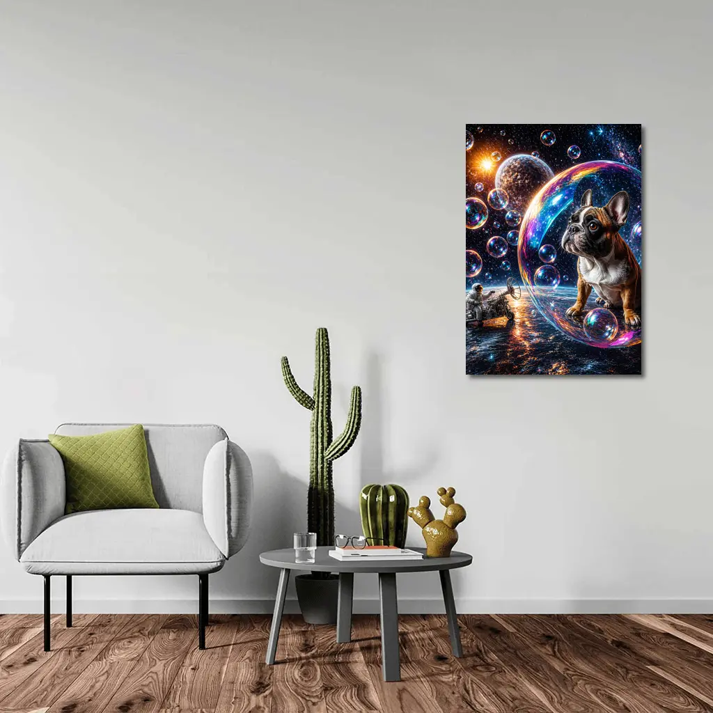 French Bulldog Astronaut Space Bubbles Galaxy – Wall Art